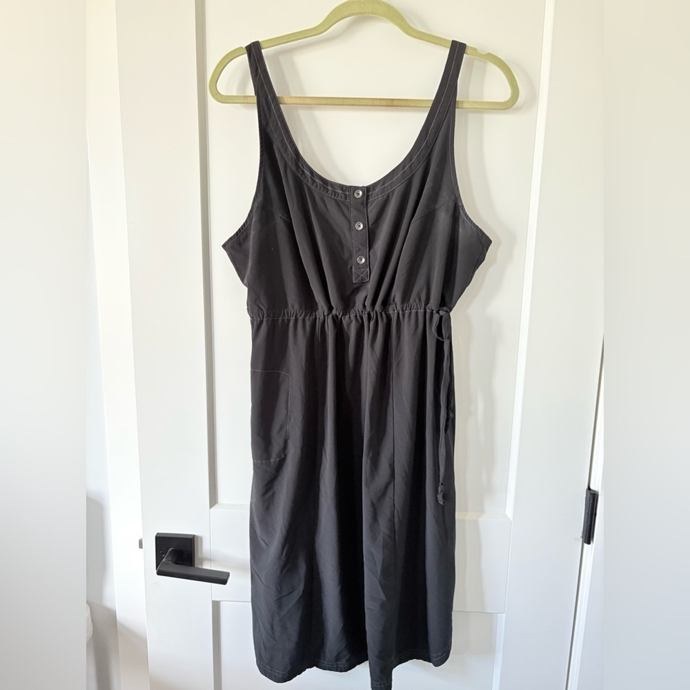 Eddie Bauer Black Button-Front Midi Dress